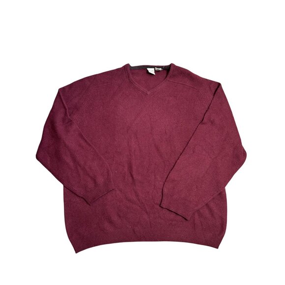 Field Gear XL Burgundy 100% Cashmere V-Neck Sweater Mens Soft Warm Classic Knitw - Picture 1 of 9